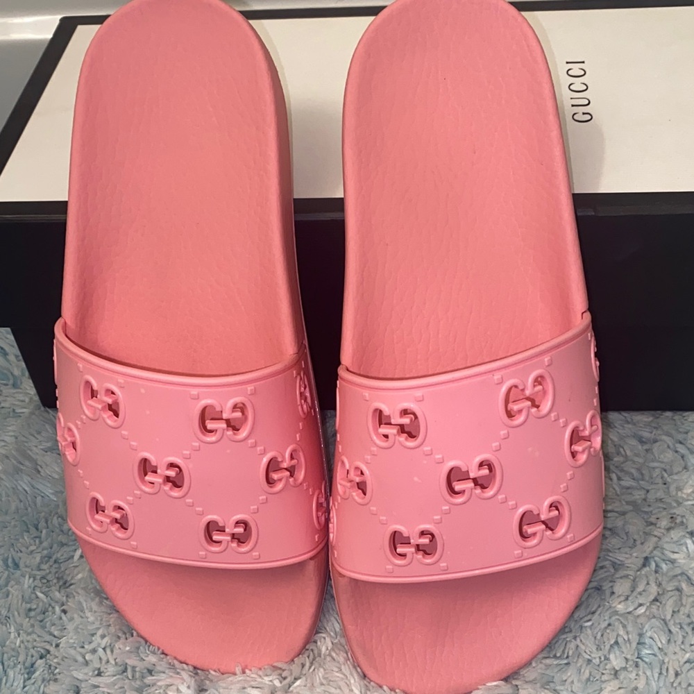 🌸AUTHENTIC Gucci GG Slide Rubber 'Pink' 🌸